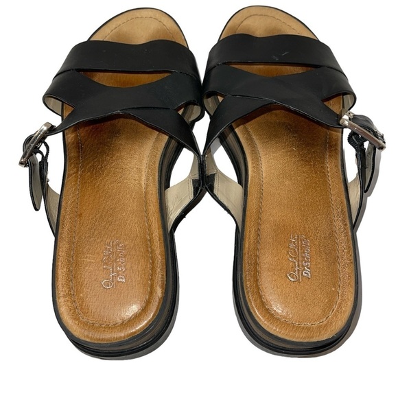 Dr. Scholls Original Collection Sandals Size 10M Black Leather Slip On Cushioned - Picture 6 of 12